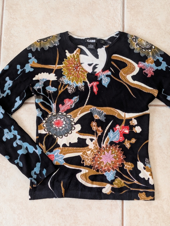Cabo Sweaters - CABO Floral Embellished Sweater Size Small